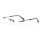 Black Titanium Designer Rimless Glasses - Verhalo Vison