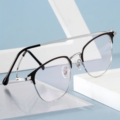 Silver Browline Full-Rim Titanium Glasses | Verhalovision