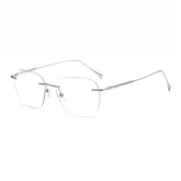 Silver Rectangle Rimless Titanium Glasses | Verhalo Vision