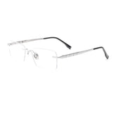 Minimalist Silver Titanium Rimless Spectacles for Men