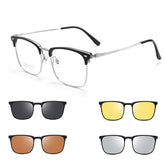 Titanium Square Browline Magnetic Frame Glasses for Men
