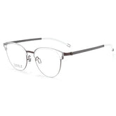 Purple Browline Round Full-Rim Pure Titanium Glasses | Verhalovision