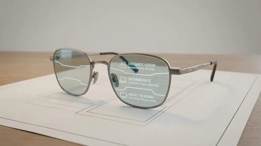 An illustration showing the three distinct visual zones found in different types of progressive lenses.