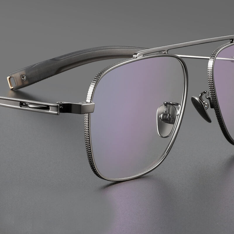 Gunmetal Aviator Stylish Full-rim Titanium Eyeglasses | Verhalovision