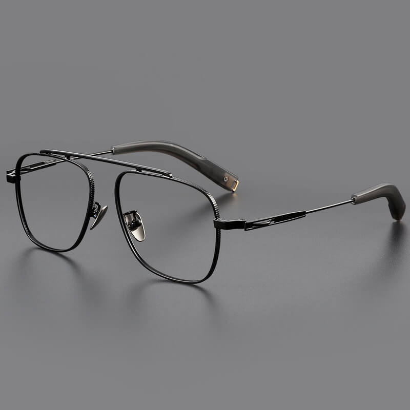 Black Aviator Stylish Full-rim Titanium Eyeglasses | Verhalovision