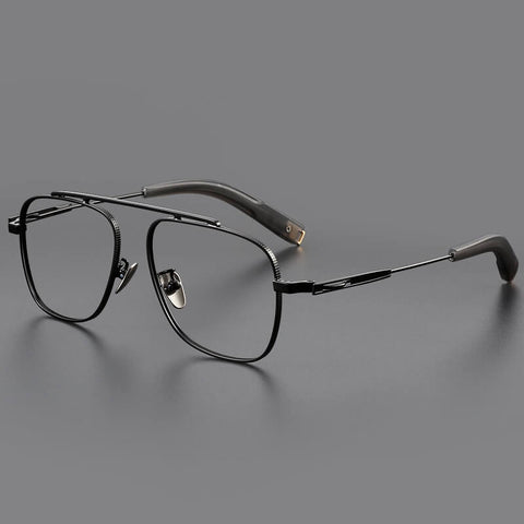 Black Aviator Stylish Full-rim Titanium Eyeglasses | Verhalovision