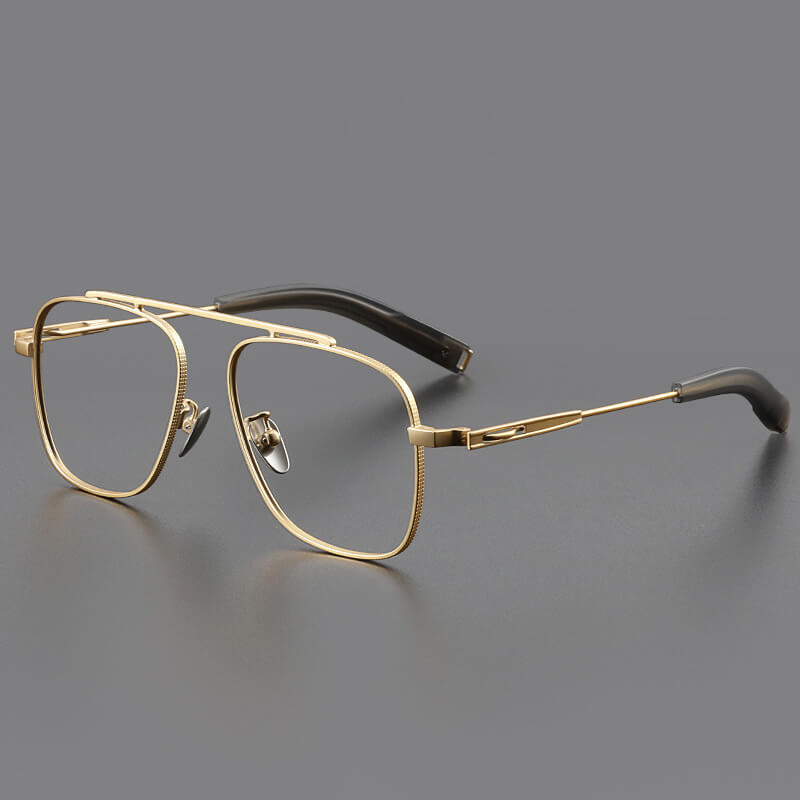 Gold Aviator Stylish Full-rim Titanium Eyeglasses | Verhalovision