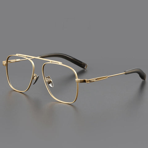 Gold Aviator Stylish Full-rim Titanium Eyeglasses | Verhalovision