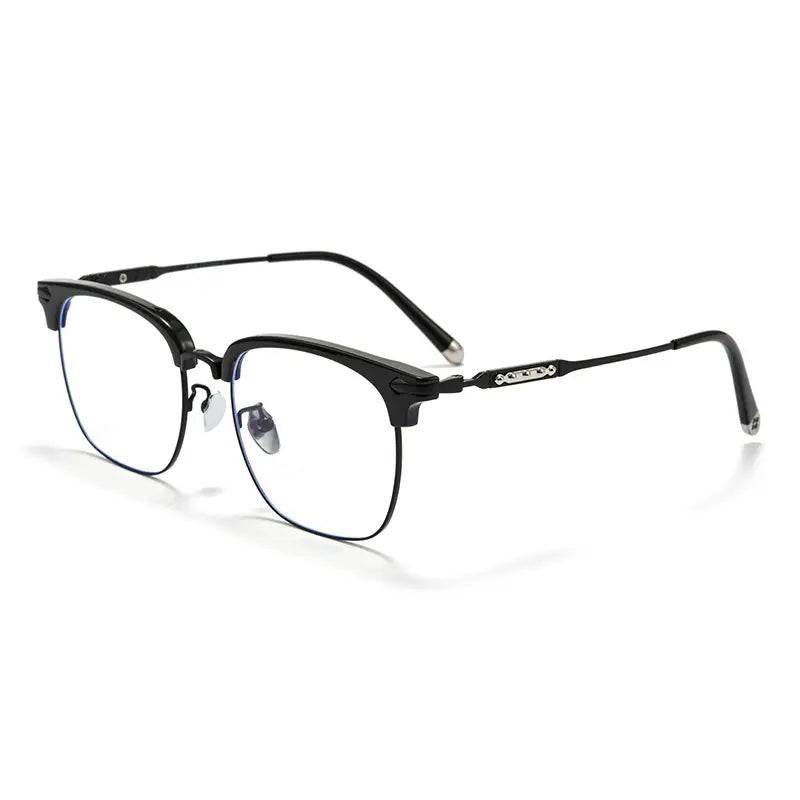 Black Browline Full-Rim Pure Titanium Glasses | Verhalovision