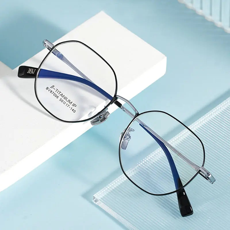 Black Titanium Geometric Glasses | Verhalo Vision