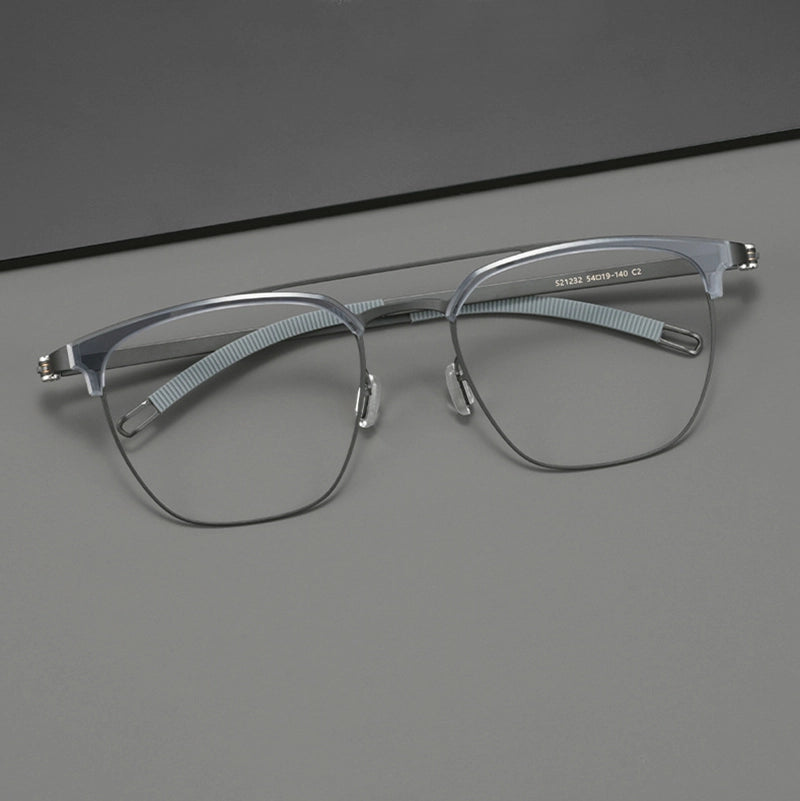 Black Pure Browline Titanium Designer Glasses Frames | Verhalo Vision