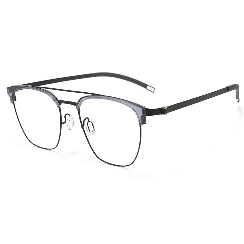 Black Pure Browline Titanium Designer Glasses Frames | Verhalo Vision