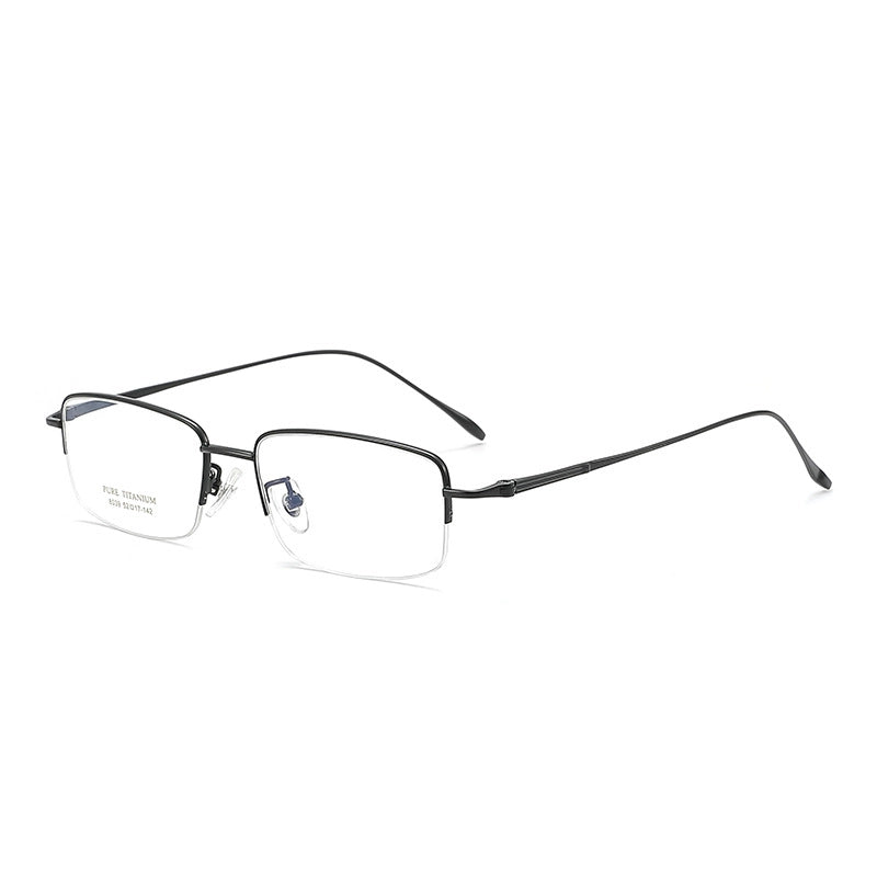 Black Pure Titanium Half Frame Glasses for Men | Verhalo Vision