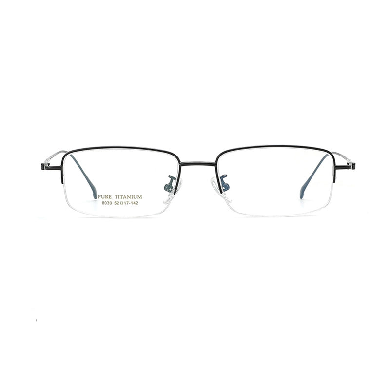 Black Pure Titanium Half Frame Glasses for Men | Verhalo Vision