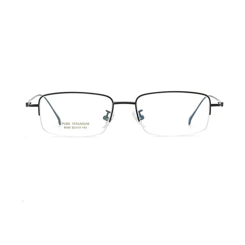 Black Pure Titanium Half Frame Glasses for Men | Verhalo Vision