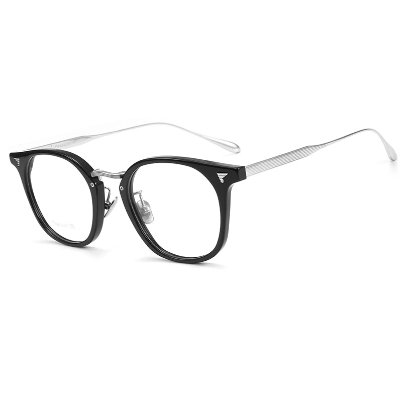 Pure Titanium Designer Round Black Glasses | Verhalo Vision