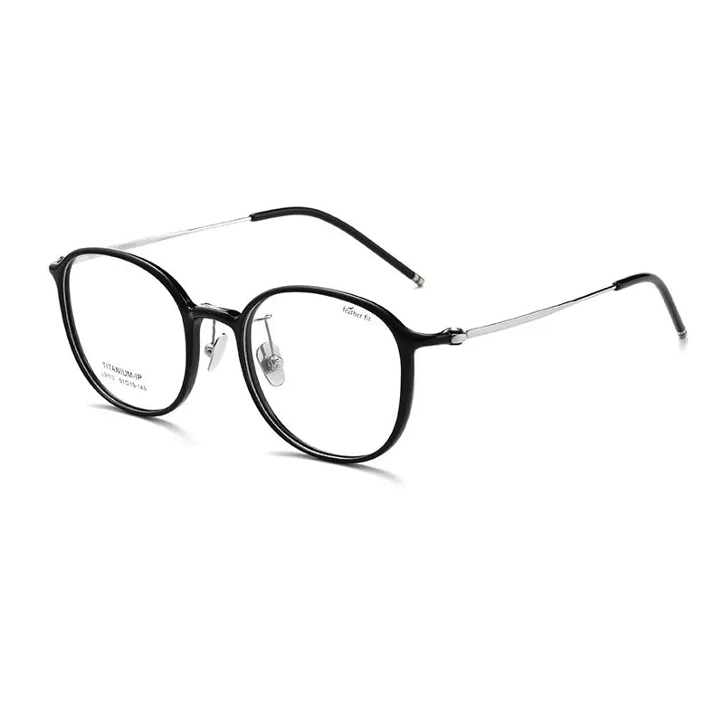 Black Round Full Rim Titanium Glasses | Verhalovision