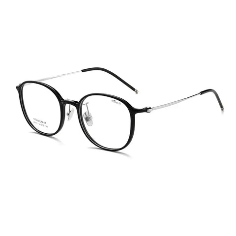 Black Round Full Rim Titanium Glasses | Verhalovision