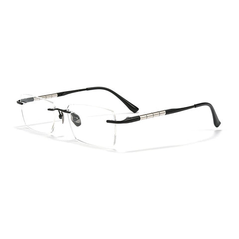 Black Titanium Designer Rimless Glasses - Verhalo Vison