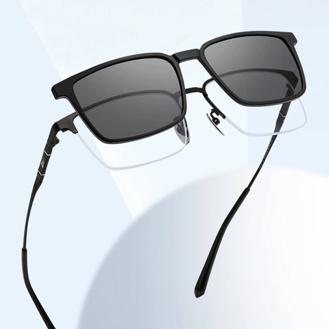 A pair of black pure titanium magnetic glasses frames