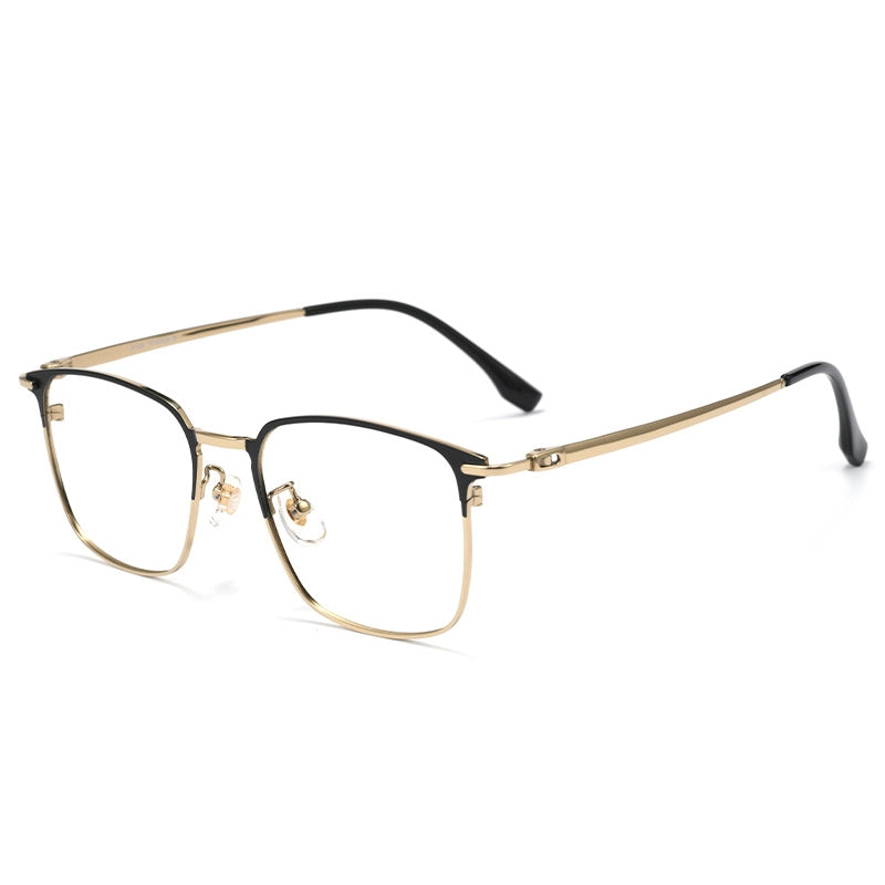 Black and gold Browline Square Full-Rim Titanium Eyeglasses | Verhalovision