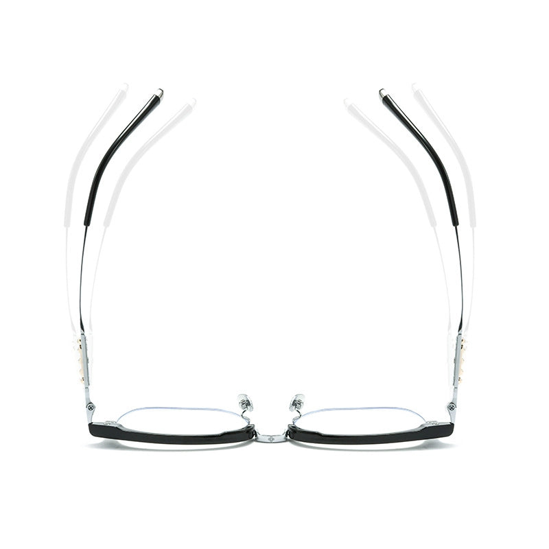 Black and silver Browline Full-Rim Pure Titanium Glasses | Verhalovision