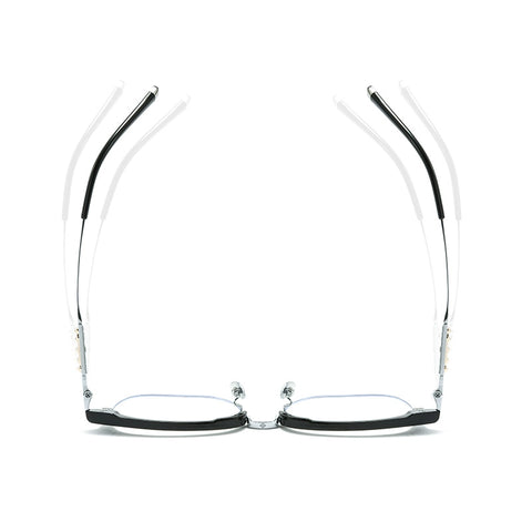 Black and silver Browline Full-Rim Pure Titanium Glasses | Verhalovision
