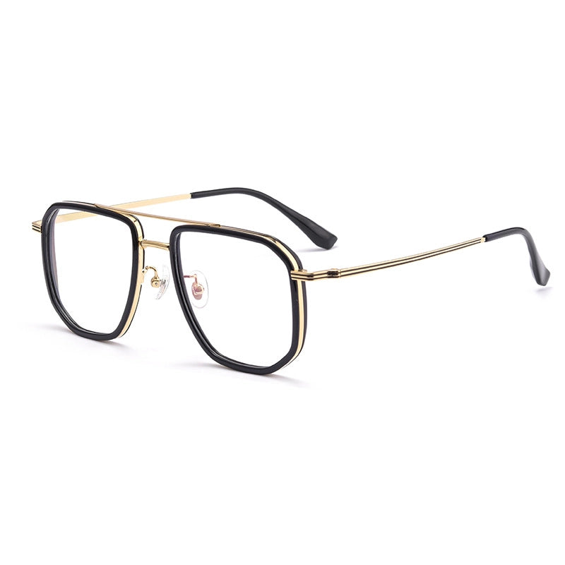 Stylish Black and Gold Aviator Glasses | titanium frame | Verhalo Vision
