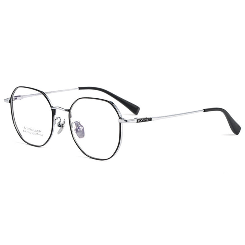 Silver and black Titanium Geometric Glasses | Verhalo Vision