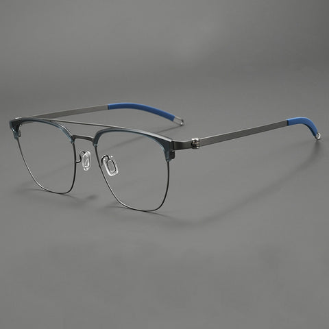 Bue Pure Titanium Browline Designer Glasses Frames | Verhalo Vision