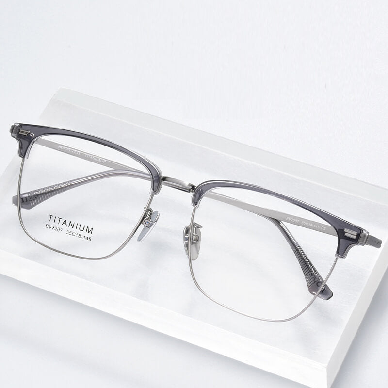 Browline Gray Full-Rim Titanium Eyeglasses | Verhalovision