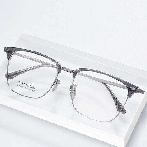 Browline Gray Full-Rim Titanium Eyeglasses | Verhalovision