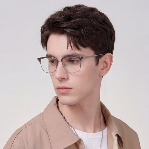 Browline Gray Full-Rim Titanium Eyeglasses | Verhalovision