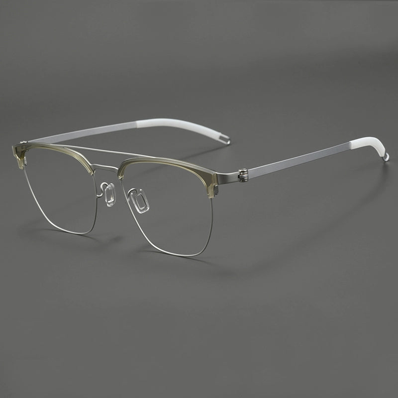 Brown Pure Titanium Browline Designer Glasses Frames | Verhalo Vision