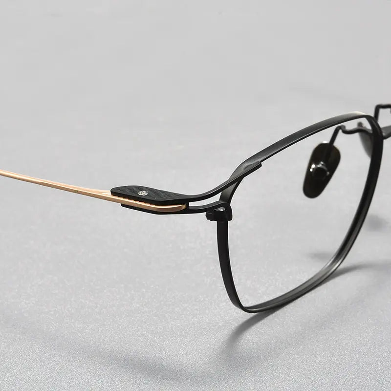 Black and Gold Square Designer Titanium Glasses | Verhalo Vision