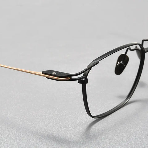 Black and Gold Square Designer Titanium Glasses | Verhalo Vision