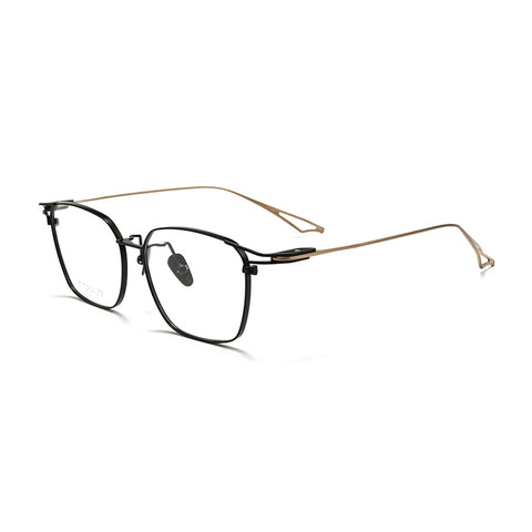 Black and Gold Square Designer Titanium Glasses | Verhalo Vision