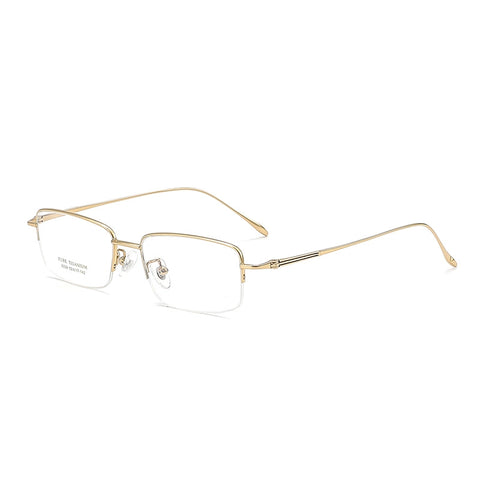 Gold Pure Titanium Half Frame Glasses for Men | Verhalo Vision