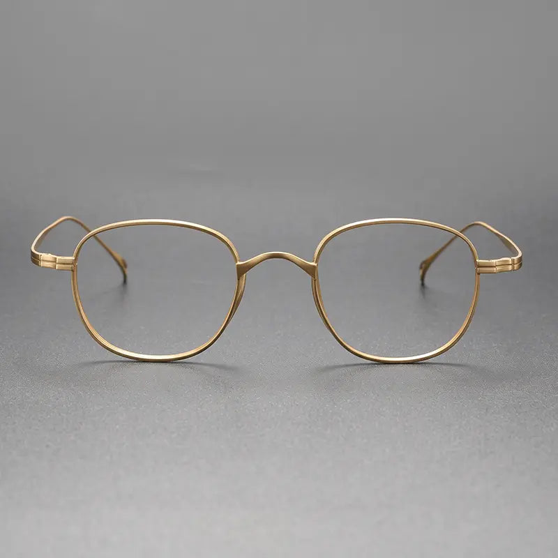 the front of gold Round Full Rim Pure Titanium Eyeglasses