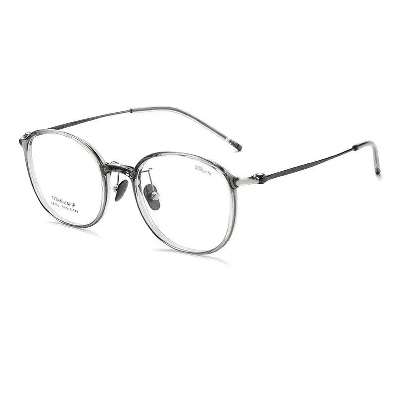Gray Round Full Rim Titanium Glasses | Verhalovision