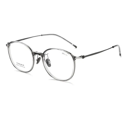 Gray Round Full Rim Titanium Glasses | Verhalovision