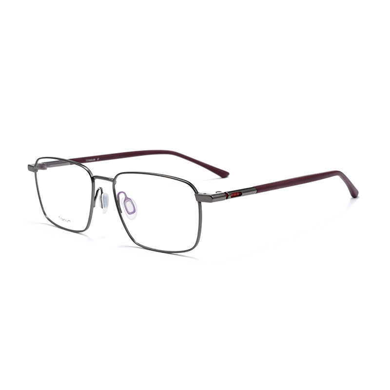 Rectangular Stylish Titanium Designer Eyewear from Verhalo Vision with a dark gray front titanium eyeglass frame and TR90 temples, shown on a clean white background.