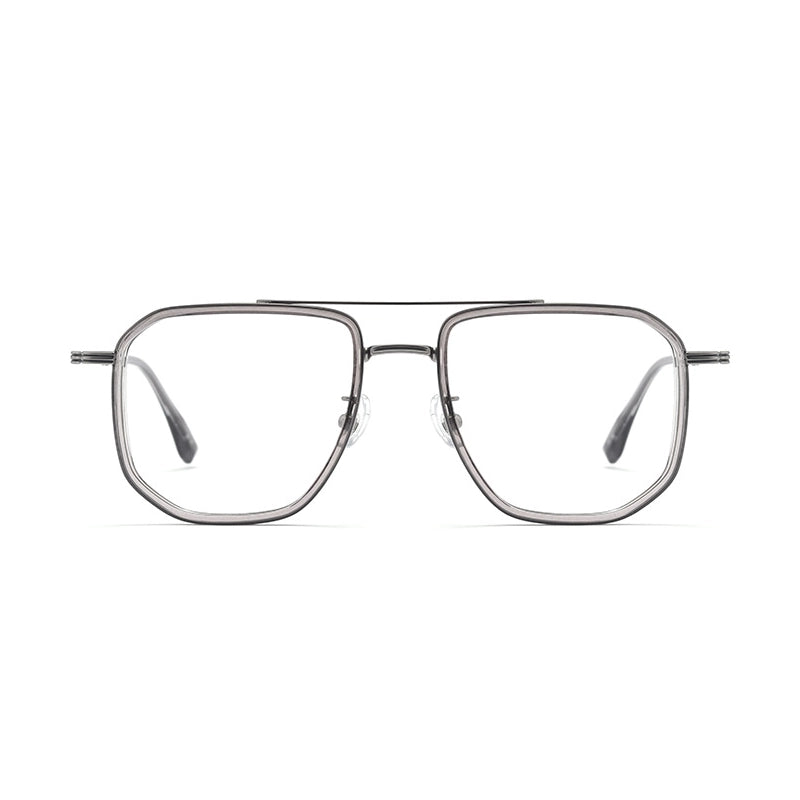 the Front of Gray Titanium Aviator Glasses  Frame from Verhalo Vision