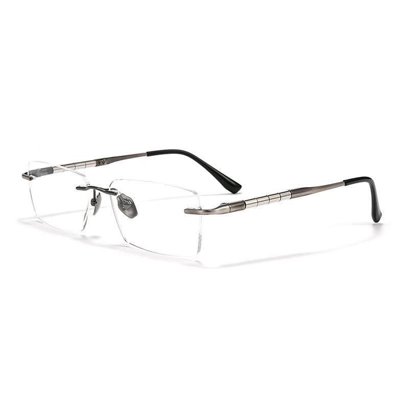 Gray Titanium Designer Rimless Glasses - Verhalo Vison