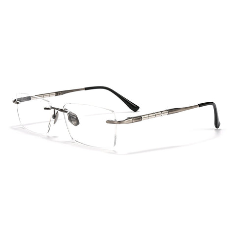 Gray Titanium Designer Rimless Glasses - Verhalo Vison
