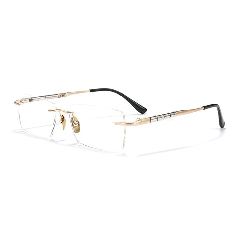 Gold Titanium Designer Rimless Glasses - Verhalo Vison