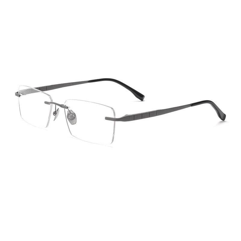 Minimalist Gray Titanium Rimless Spectacles for Men