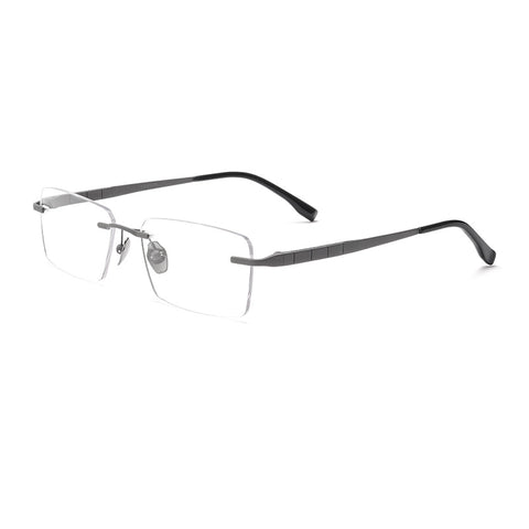 Minimalist Gray Titanium Rimless Spectacles for Men