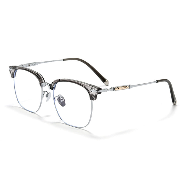 Gray Browline Full-Rim Pure Titanium Glasses | Verhalovision