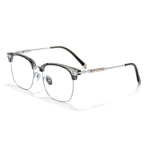 Gray Browline Full-Rim Pure Titanium Glasses | Verhalovision